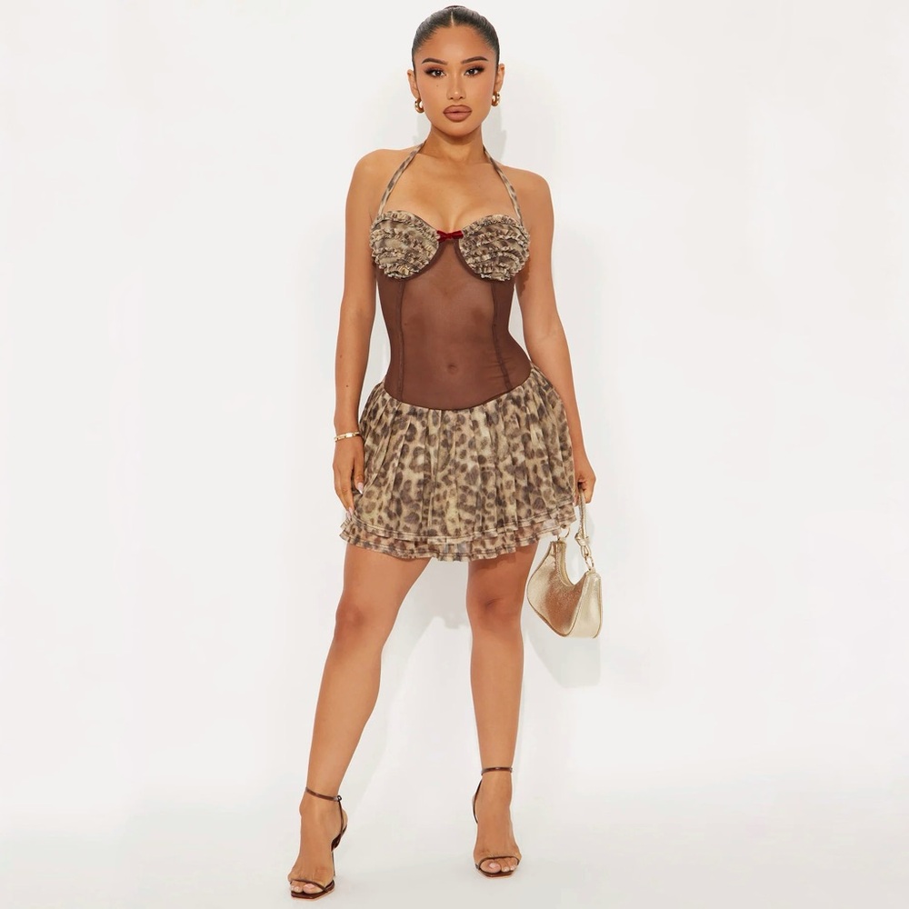 Beautifully Spotted Leopard Micro Mini Dress - Leopard Fashion Nova brand new